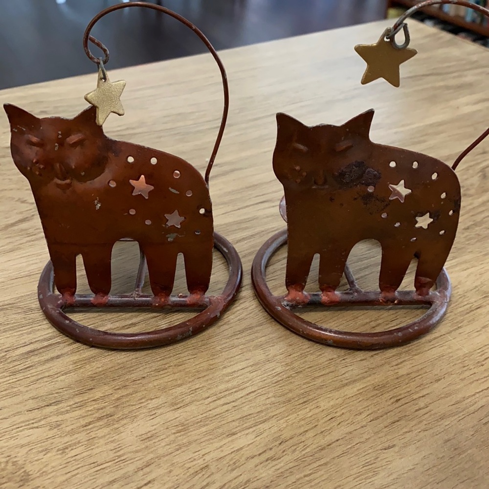 Vintage Cat Candle Holders set of 2